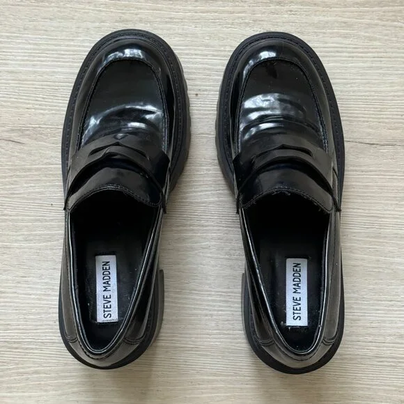 Steve Madden Alden Black Loafers Size 9 - Picture 2 of 9